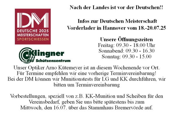 + Deutsche Meisterschaft Vorderlader in Hannover! +